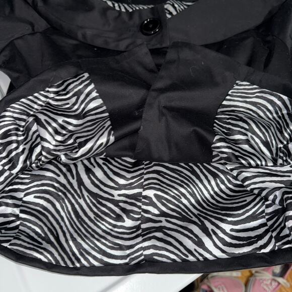 Vintage Black Portrait Collar Cropped Short Sleeve Jacket Blazer Zebra Lined SZ6 - Picture 12 of 13